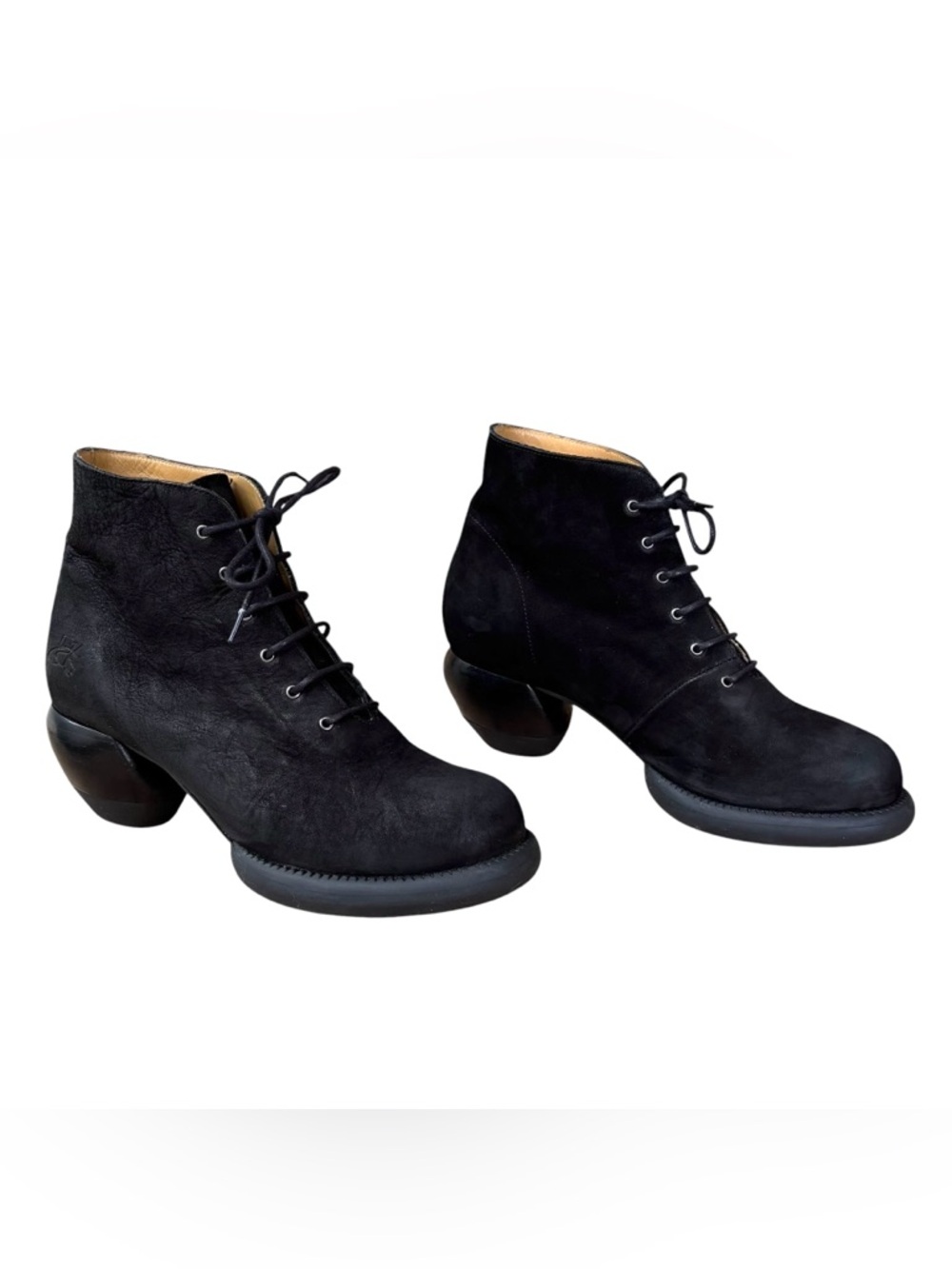 JOHN FLUEVOG Black Nubuck Lace Up Boots